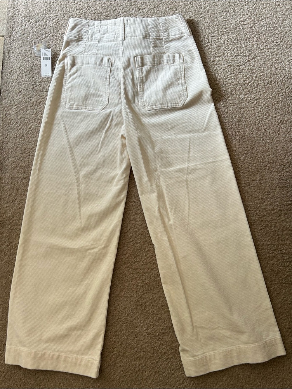 Anthropologie Maeve Colette Corduroy Wide-Leg Cropped Ivory Size 29 - Picture 4 of 7